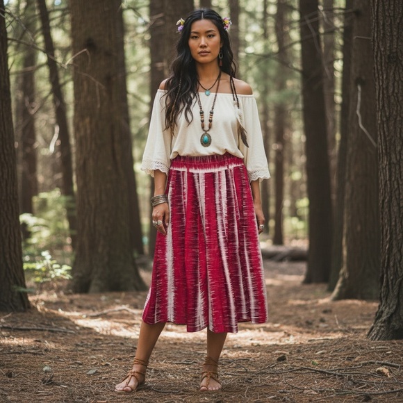 Vintage Sharagano Red & Magenta A-Line Pleated Skirt with Pockets & Belt Loops 6 - Picture 2 of 9